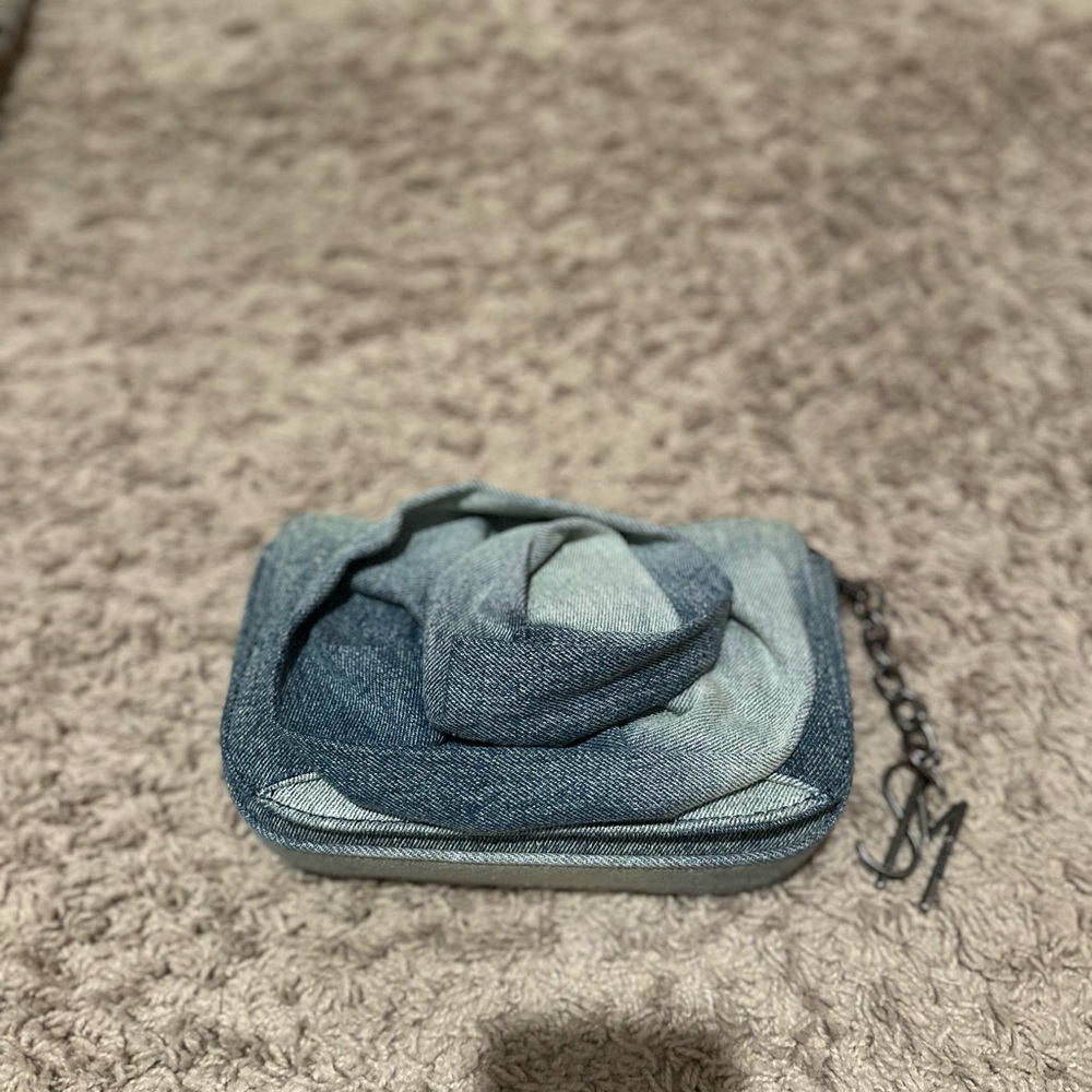 Denim Rose Knot Clutch